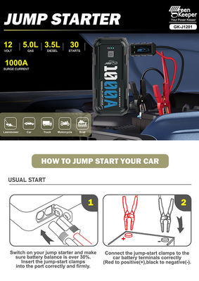 1000A 12V portabile Power Bank Jump Starter con luce LED e usb-A di ricarica