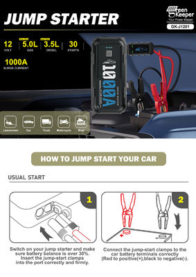 12V 24V 1000A 4000A Jump Starter con PD 65W DC Outlet Air Compressor Total Output 12W