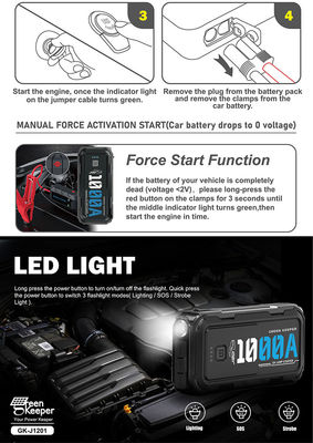 QC 18W Input Power Bank Autostarthilfe 1000A Portatile 12V Batteria-Booster per emergenza