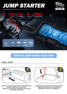 Output totale 15W caricabatterie per auto portatile Jump Starter 12V 24V 1000A 2000A 3000A