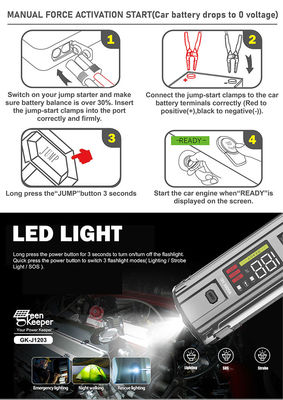 Peak 3000A Outdoor Emergency Booster Battery Car Starting Device con carica rapida PD 65W