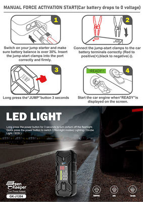 Multifunzione Car Jump Starter 20000mAh Capacità e 3000A corrente di picco per emergenza