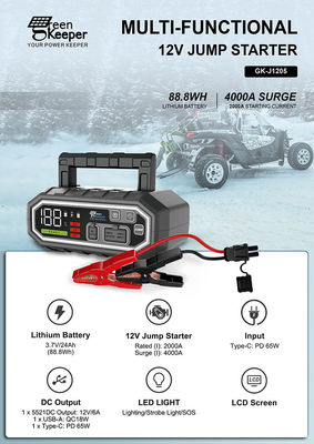 Potenza portatile per la tua auto Hot Jumpstarter 2000a 12v Emergency Multi-function Booster