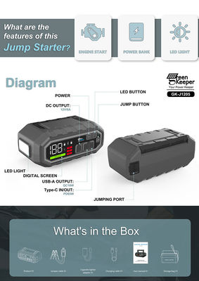 Potenza portatile per la tua auto Hot Jumpstarter 2000a 12v Emergency Multi-function Booster