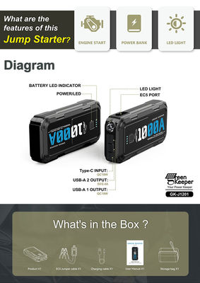 Auto piccole 12W Total Output Portatile Multifunzione Batteria di auto Power Bank con torcia