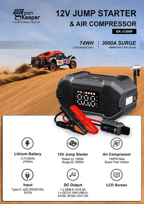 Multifunzione 12V batteria al litio Car Jump Starter con pompa d'aria e QC3.0 18W di uscita