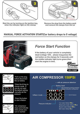 Multifunzione 12V batteria al litio Car Jump Starter con pompa d'aria e QC3.0 18W di uscita