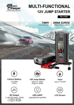 Batteria per auto Jump Starter UltraSafe Super Capacitor 3000A Power Bank per veicoli camion