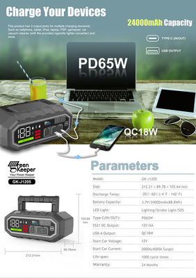 GreenKeeper UltraSafe High Discharge 4000A Lithium Jump Starter Power Bank per camion