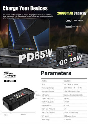 Temperatura di lavoro -20C 60C GreenKeeper 3000A Fit Temperature estreme Auto Jump Starter Per veicoli Camion Auto