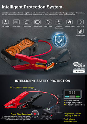 QC 18W Input GreenKeeper UltraSafe Super Capacitor 2000A Battery Jump Starter con luce LED
