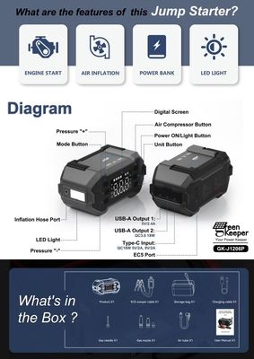 Jump Start Cars facilmente con Green Keeper UltraSafe 12v 24v 3000A Battery Booster Pack