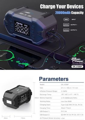 UltraSafe 12V Jump Starter con luce a LED e compressore d'aria 3000A Car Battery Booster