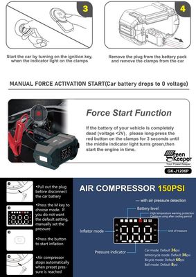 12V Tipo-C Input UltraSafe Jump Starter con luce a LED e compatibilità di temperatura