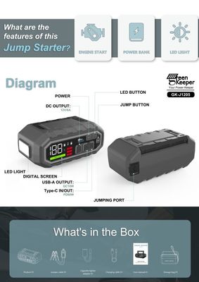 4000A UltraSafe Multi Function Battery Jump Starter con luce LED Temperature estreme