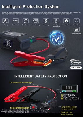 3000A Peak Portable Mini Car Jump Starter con capacità di 20000mAh e torcia a LED